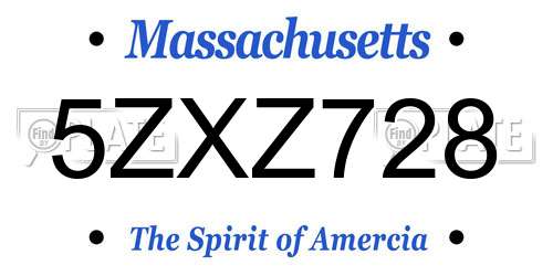 5ZXZ728 Massachusetts License Plate