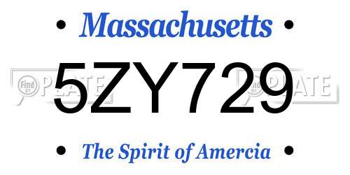 5ZY729 Massachusetts License Plate
