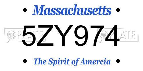 5ZY974 Massachusetts License Plate