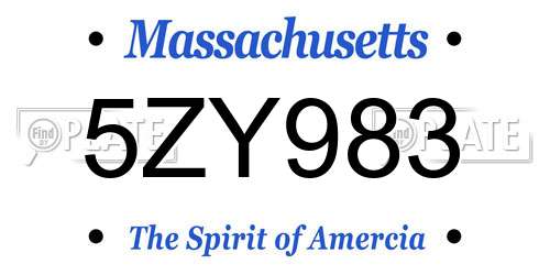 5ZY983 Massachusetts License Plate