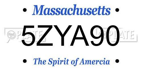 5ZYA90 Massachusetts License Plate