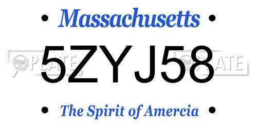 5ZYJ58 Massachusetts License Plate