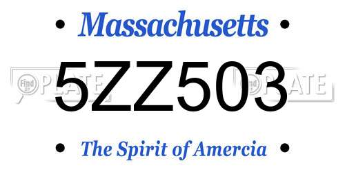 5ZZ503 Massachusetts License Plate