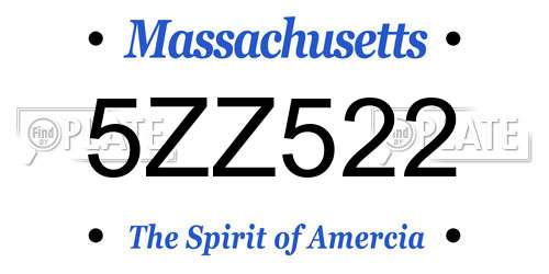 5ZZ522 Massachusetts License Plate