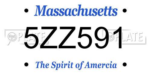 5ZZ591 Massachusetts License Plate