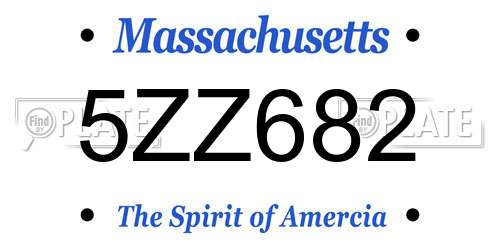 5ZZ682 Massachusetts License Plate