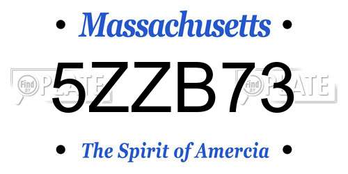 5ZZB73 Massachusetts License Plate