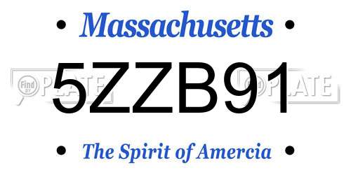 5ZZB91 Massachusetts License Plate