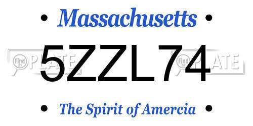 5ZZL74 Massachusetts License Plate