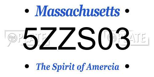 5ZZS03 Massachusetts License Plate