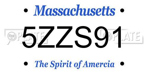5ZZS91 Massachusetts License Plate