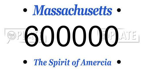 600000 Massachusetts License Plate
