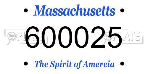 600025 Massachusetts License Plate