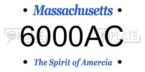 6000AC Massachusetts License Plate