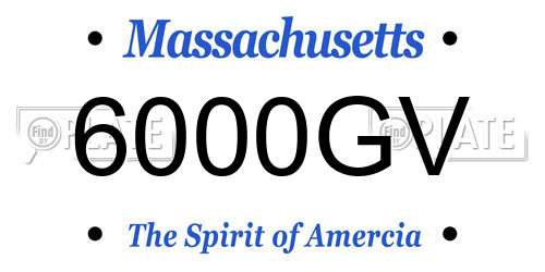 6000GV Massachusetts License Plate