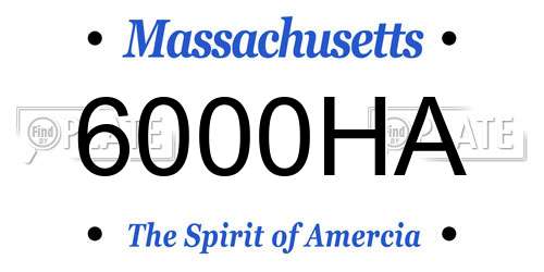 6000HA Massachusetts License Plate