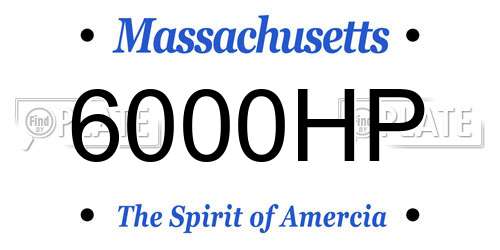 6000HP Massachusetts License Plate