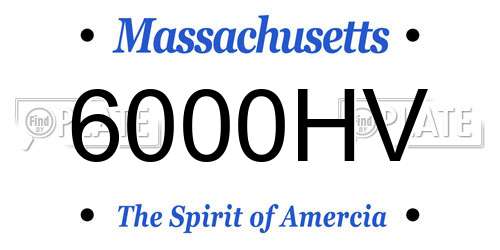 6000HV Massachusetts License Plate