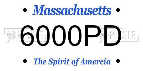 6000PD Massachusetts License Plate