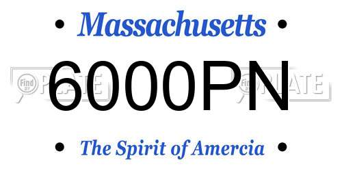 6000PN Massachusetts License Plate