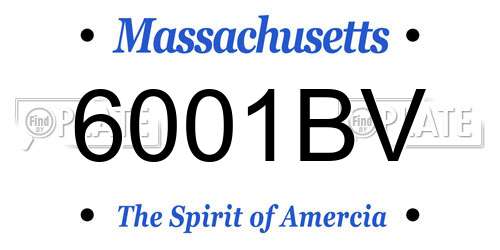 6001BV Massachusetts License Plate