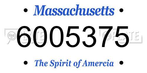 6005375 Massachusetts License Plate