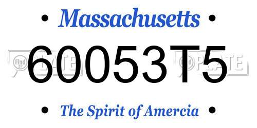 60053T5 Massachusetts License Plate