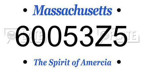 60053Z5 Massachusetts License Plate