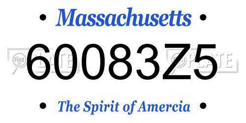 60083Z5 Massachusetts License Plate