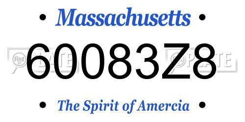 60083Z8 Massachusetts License Plate