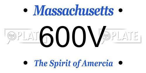 600V Massachusetts License Plate