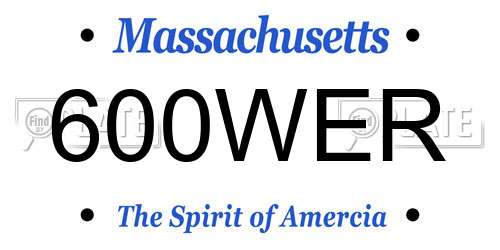 600WER Massachusetts License Plate