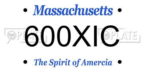 600XIC Massachusetts License Plate
