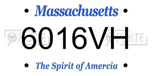 6016VH Massachusetts License Plate