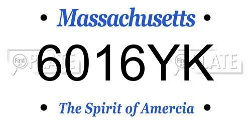 6016YK Massachusetts License Plate
