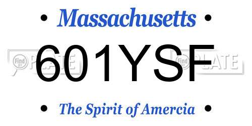 601YSF Massachusetts License Plate