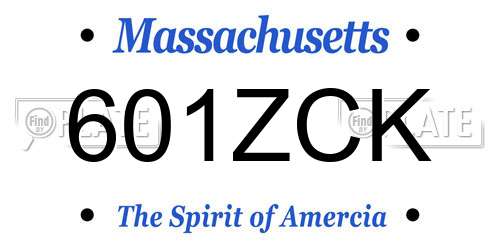 601ZCK Massachusetts License Plate