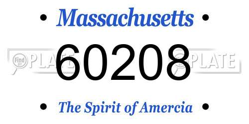 60208 Massachusetts License Plate