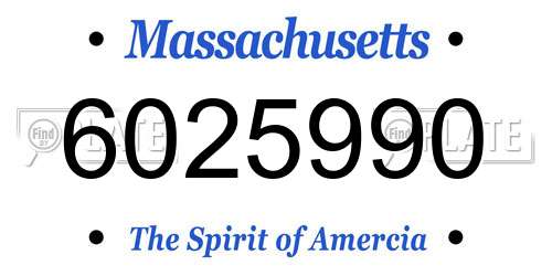 6025990 Massachusetts License Plate