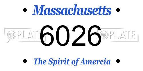6026 Massachusetts License Plate