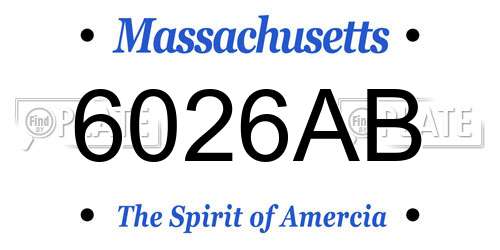 6026AB Massachusetts License Plate