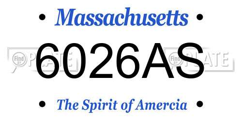6026AS Massachusetts License Plate