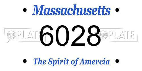 6028 Massachusetts License Plate