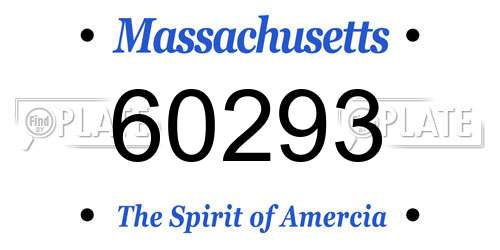 60293 Massachusetts License Plate