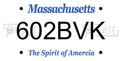 602BVK Massachusetts License Plate
