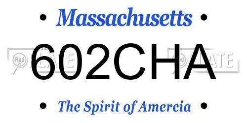 602CHA Massachusetts License Plate
