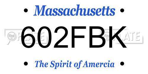 602FBK Massachusetts License Plate