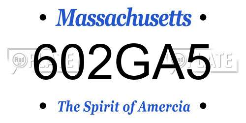 602GA5 Massachusetts License Plate