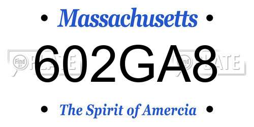 602GA8 Massachusetts License Plate