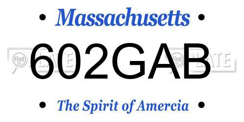 602GAB Massachusetts License Plate